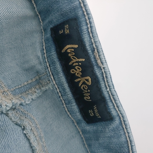 Indigo Rein Distressed Raw Fray Hem High Rise Skinny Jeans Sz 25 - Picture 6 of 6